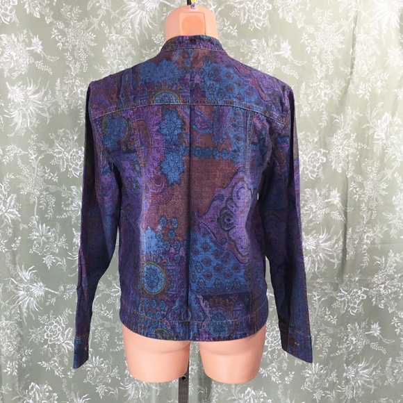 Chico's Multi-Colored Paisley Print Jean Jacket - Picture 11 of 15